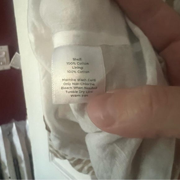 TALBOTS 100% Cotton Lined Tan White Blouse Size 16 - Picture 4 of 8